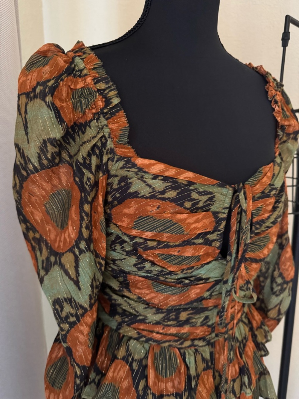 Ulla Johnson Naiya Dress Size 4 Metallic Floral Ruffle Mini NWT - Picture 4 of 13